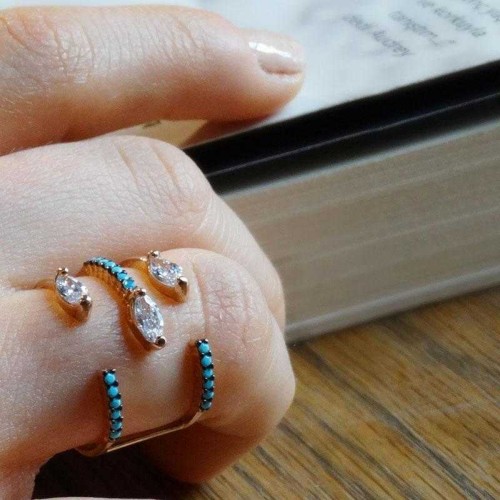 Markiz Turkuaz Modern Tasarım Kadın Gümüş Yüzük - CNG Jewels (1)