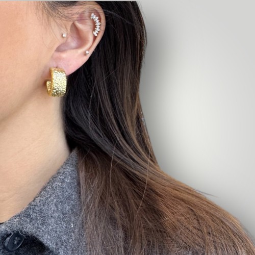 Martela Pattern Thick Silver Hoop Earrings - CNG Jewels (1)