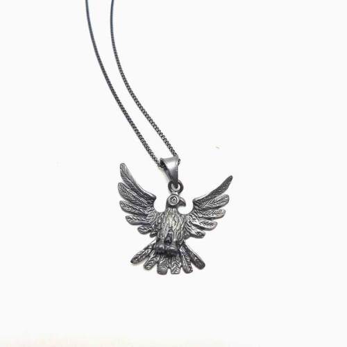 Mat Siyah Kartal Gümüş Erkek Kolye - CNG Jewels
