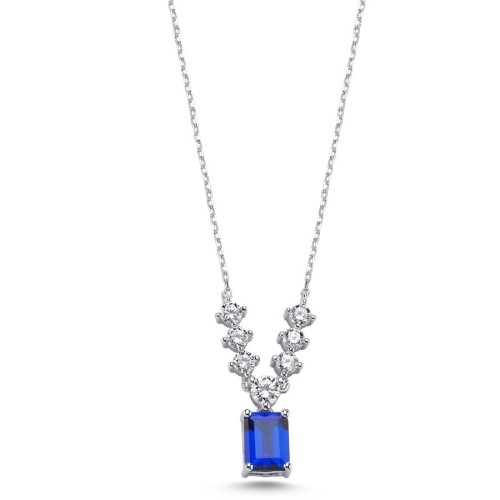 Mavi Baget Carmen Gümüş Kadın Kolye - CNG Jewels