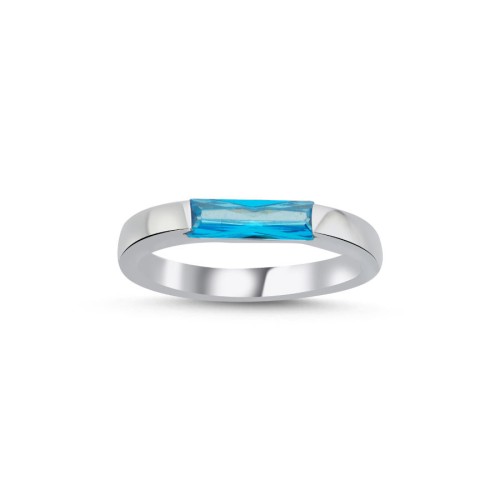 Blue Baguette Women's Silver Ring - CNG Jewels