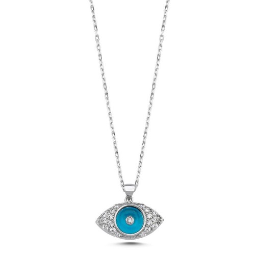 CNG Jewels - Mavi Cam Göz Gümüş Kadın Kolye
