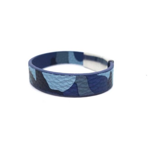 CNG Jewels - Mavi Kamuflaj Desen Derili Çelik Erkek Bilekliği