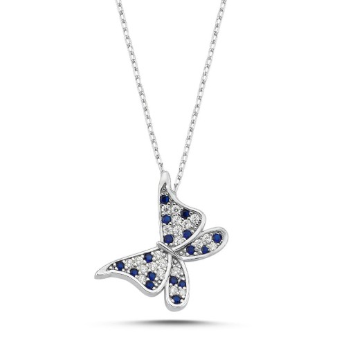 CNG Jewels - Mavi Mariposa Kelebek Gümüş Kadın Kolye
