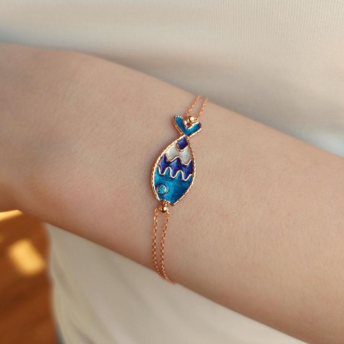 Mavi Mineli Balık Gümüş Kadın Bileklik - CNG Jewels