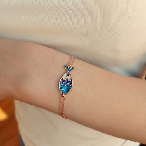 Mavi Mineli Balık Gümüş Kadın Bileklik - CNG Jewels (1)