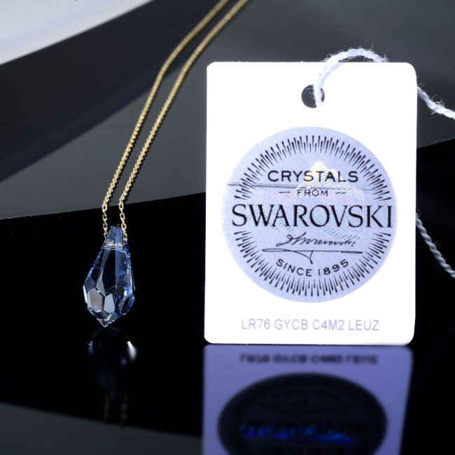 Mavi Swarovski Crystal Altın Kolye