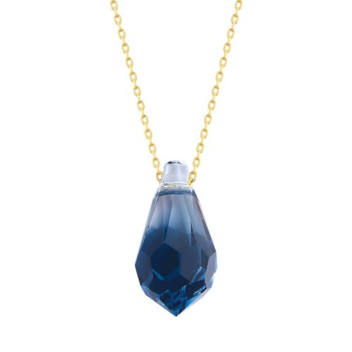 Mavi Swarovski Crystal Altın Kolye - Thumbnail