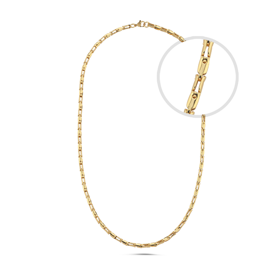Mekanik Bağ Gold Çelik Erkek Kolye - CNG Jewels (1)