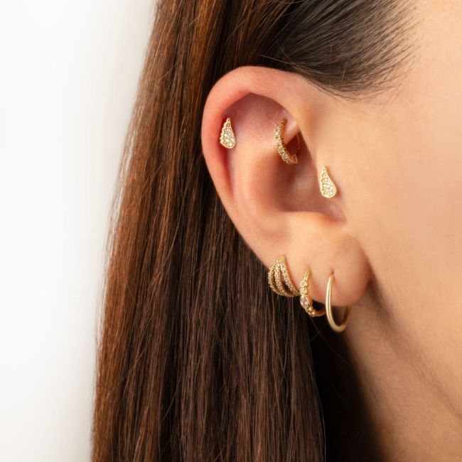Melek Kanadı Altın Tragus Piercing - 2