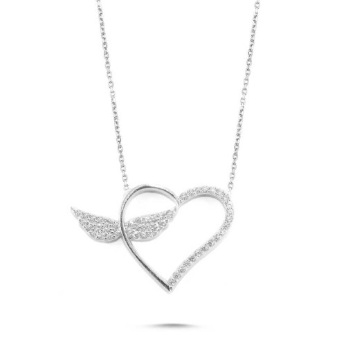 CNG Jewels - Melek Kanatlı Kalp Gümüş Bayan kolye
