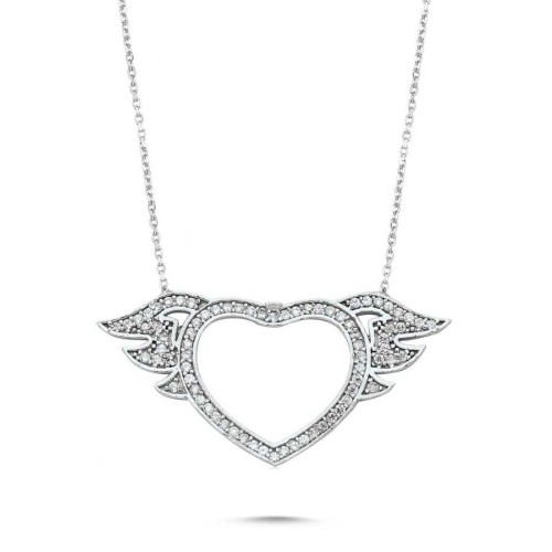 CNG Jewels - Melek Kanatlı Kalp Gümüş Bayan Kolye