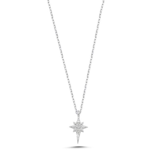 Small Stone Pole Star Silver Women's Necklace - CNG Jewels