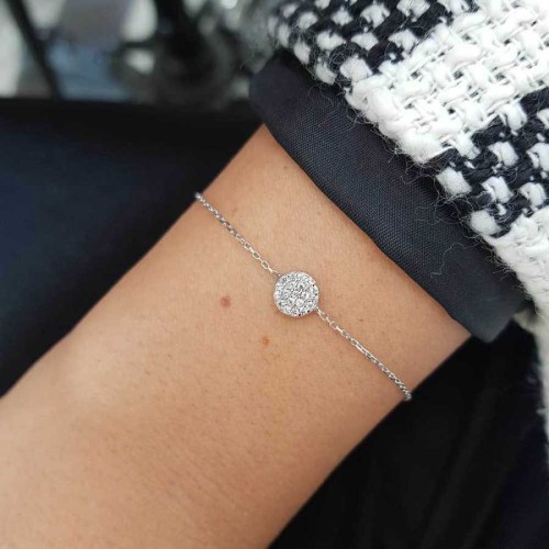 Silver Women's Bracelet with Tiny Round Stones - CNG Jewels