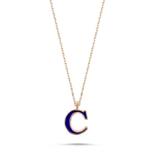 Minimal C Harfi Gümüş Kolye - 1