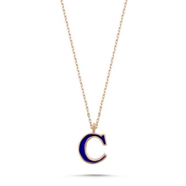 Minimal C Harfi Gümüş Kolye - 1