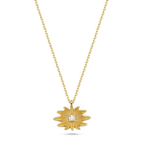 CNG Jewels - Minimal Çiçek Figürlü 14 Ayar Altın Kolye