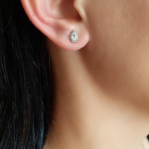 Minimal Drop Solitaire Women's Silver Earrings - CNG Jewels (1)