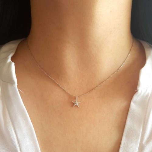 Minimal Deniz Yıldızı Kadın Gümüş Kolye - 2