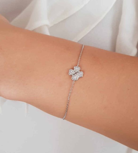Minimal Four Leaf Clover Women's Silver Bracelet - 1
