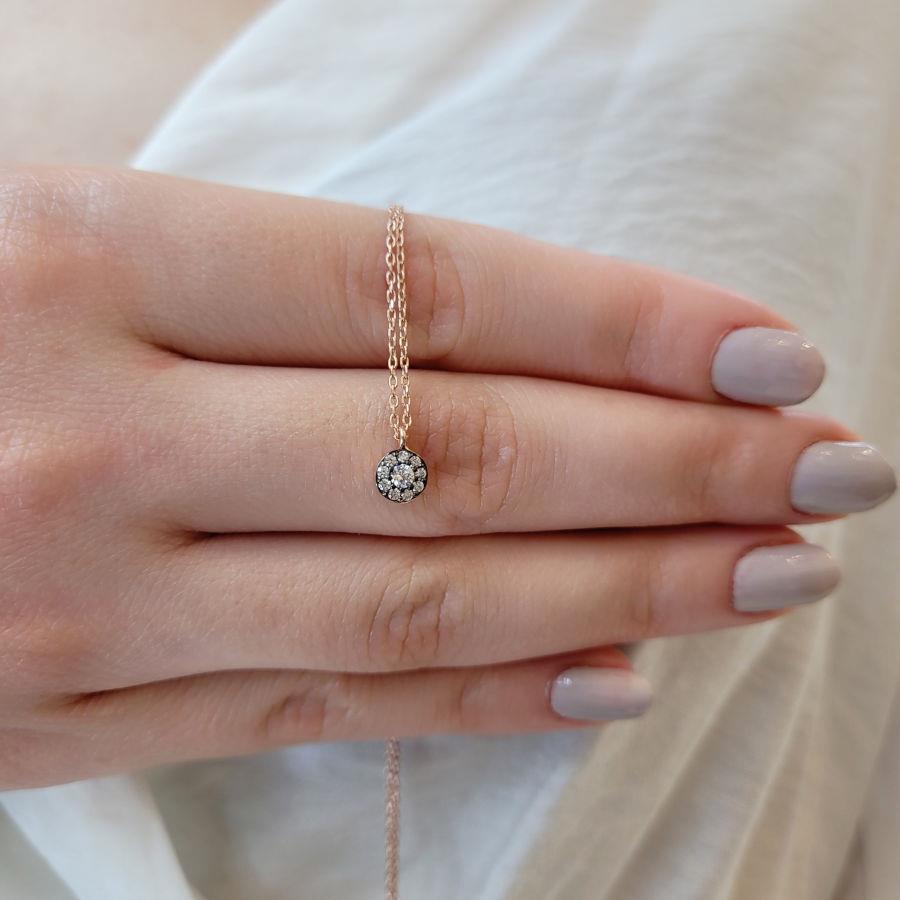 Minimal Elmas Montürlü Gümüş Kadın Kolye - CNG Jewels (1)