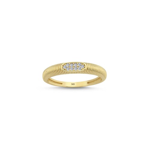 CNG Jewels - Minimal Helezon Taşlı 14 Ayar Altın Yüzük