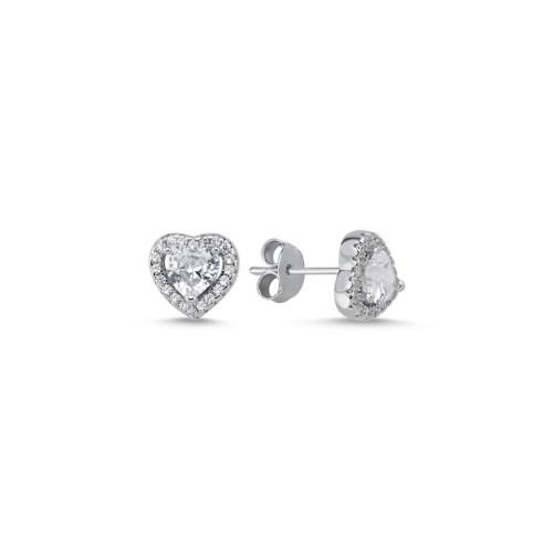 Minimal Heart Solitaire Women's Silver Earrings - CNG Jewels