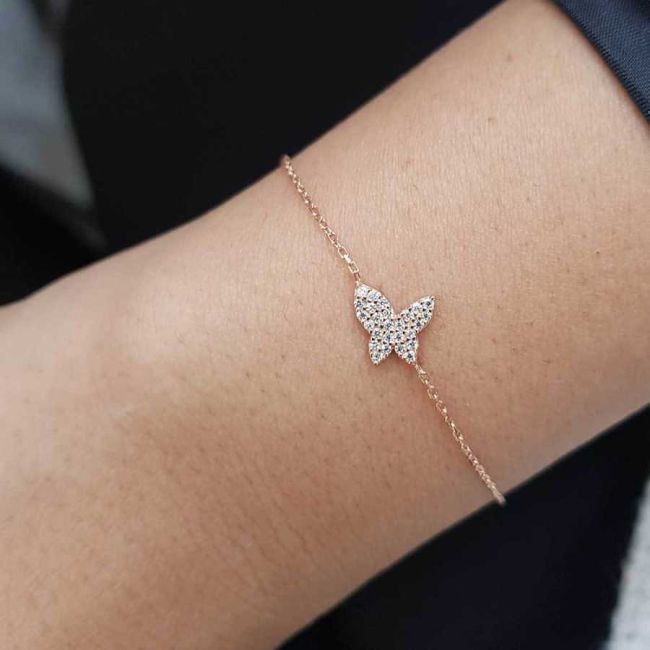 Minimal Kelebek Rose Kadın Gümüş Bileklik - 1