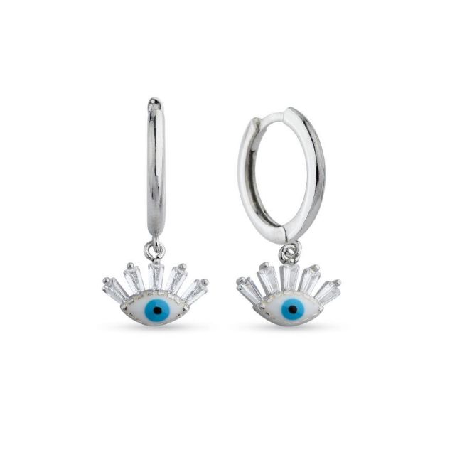 Small Dangle Eyelash Silver Women's Earrings - 1