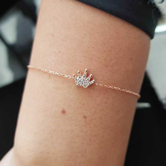 Minimal Kraliçe Tacı Rose Kadın Gümüş Bileklik - 1