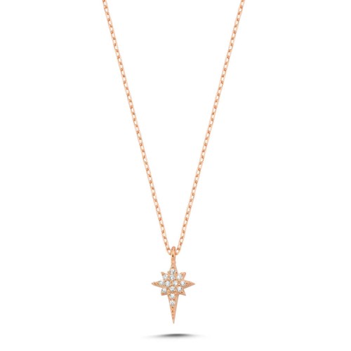 CNG Jewels - Minimal Kutup Yıldızı Rose Gümüş Bayan Kolye
