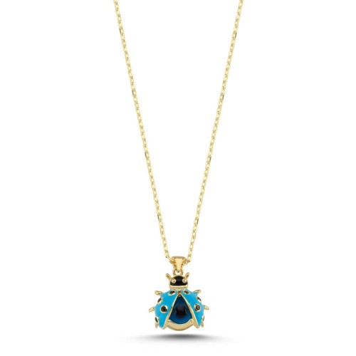 CNG Jewels - Minimal Mavi Uğur Böceği Nazar Boncuklu Gümüş Kolye