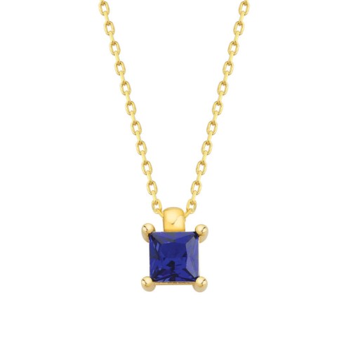 CNG Jewels - Minimal Prenses Safir Mavisi Tektaş Altın Kolye