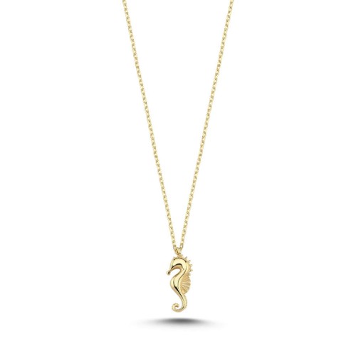 14K Gold Minimal Seahorse Necklace - 1