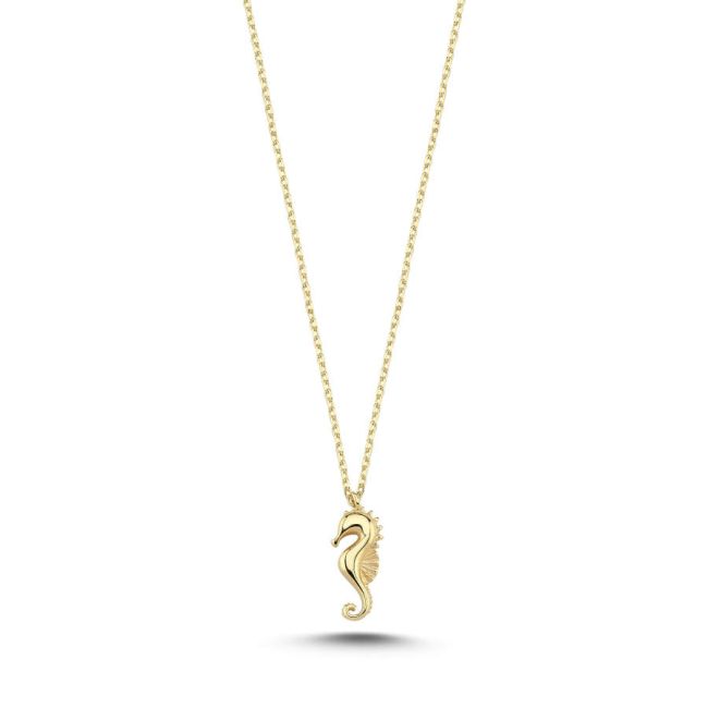 14K Gold Minimal Seahorse Necklace - 1