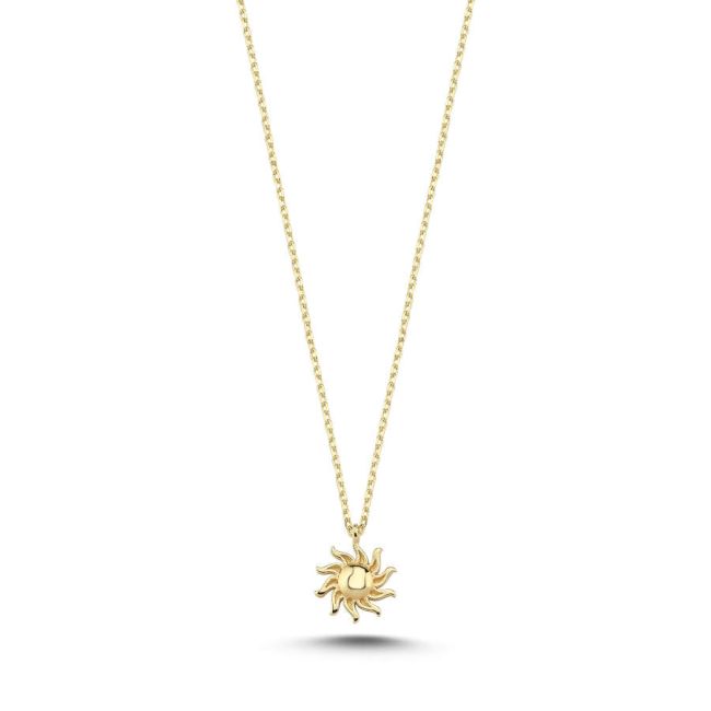 14K Gold Minimal Sun Necklace - 1