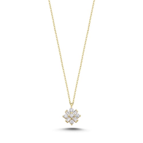CNG Jewels - Minimal Tasarım Baget Taşlı 14 Ayar Altın Kolye