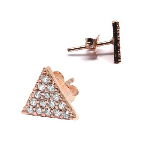 CNG Jewels - Minimal Taşlı Üçgen Gümüş Bayan Küpe