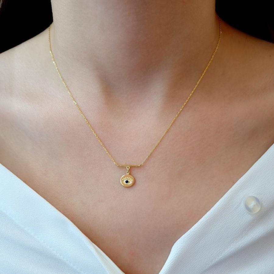 Minimal Round Eye Silver Women's Necklace - CNG Jewels