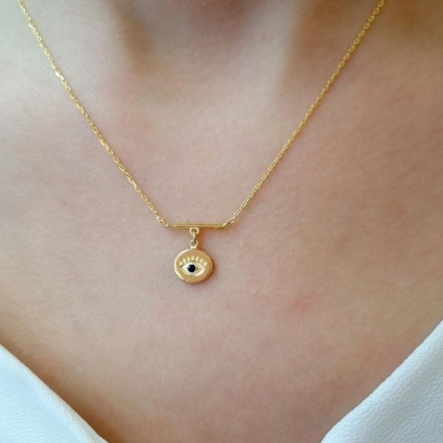 Minimal Yuvarlak Göz Gümüş Kadın Kolye - CNG Jewels (1)
