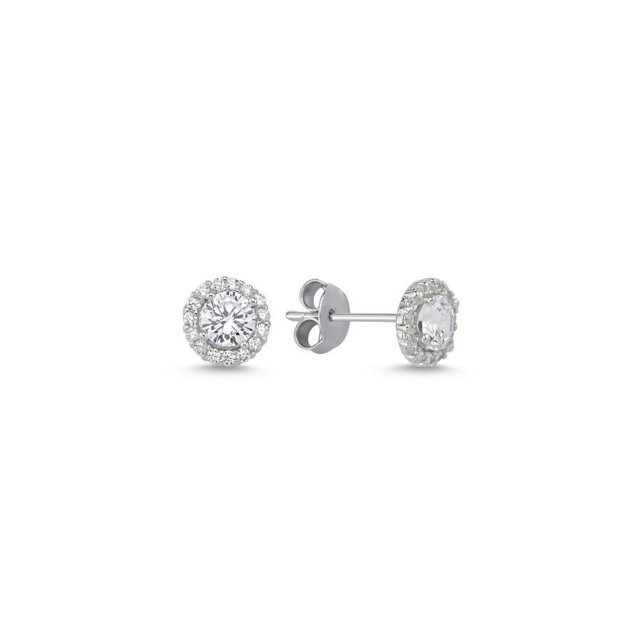 Minimal Round Solitaire Women's Silver Earrings - CNG Jewels
