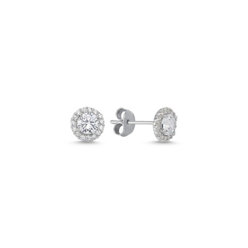 Minimal Round Solitaire Women's Silver Earrings - CNG Jewels