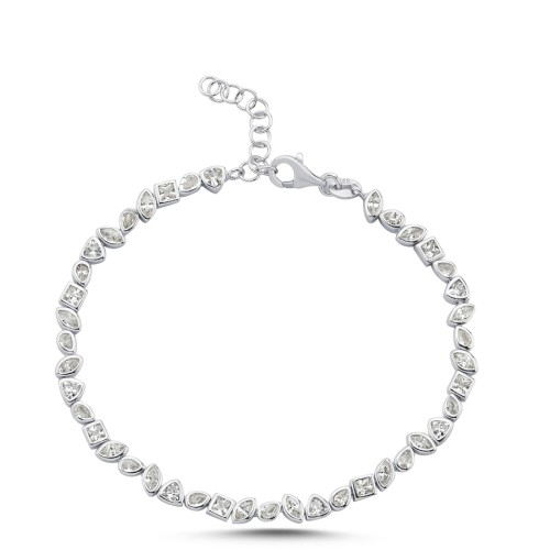 Mix Kesim Taşlı Gümüş Suyolu Bileklik - 2