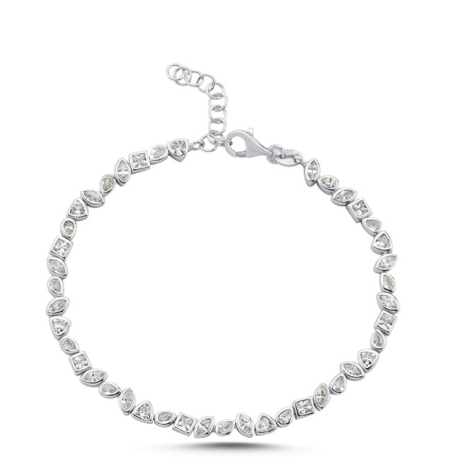 Mix Kesim Taşlı Gümüş Suyolu Bileklik - 2