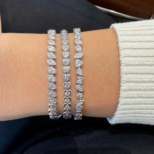 Mix Kesim Taşlı Gümüş Suyolu Bileklik - 3