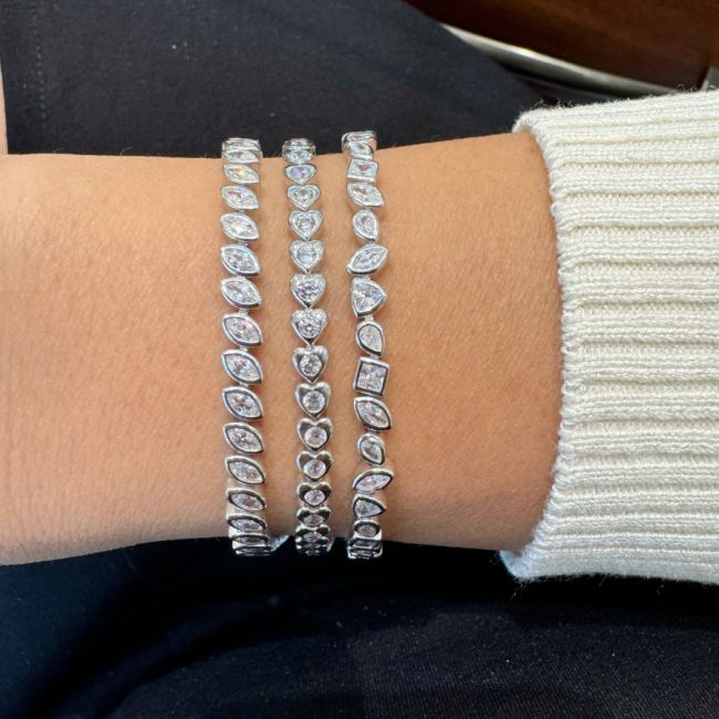 Mix Kesim Taşlı Gümüş Suyolu Bileklik - 3