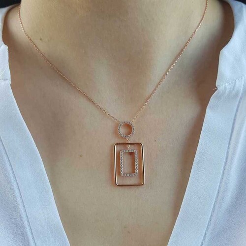 CNG Jewels - Modern Tasarım Geometrik Gümüş Bayan Kolye