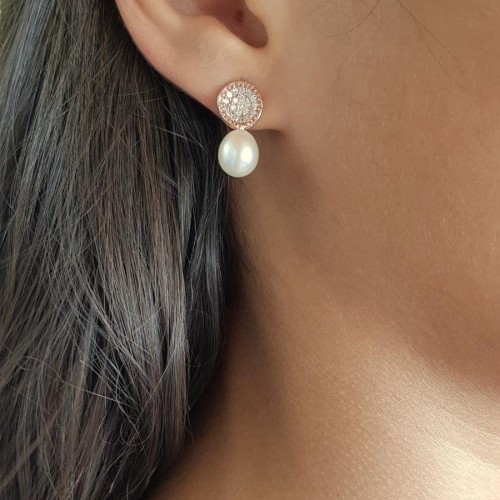 Modern Stone Natural Drop Pearl Silver Women's Earrings - 1