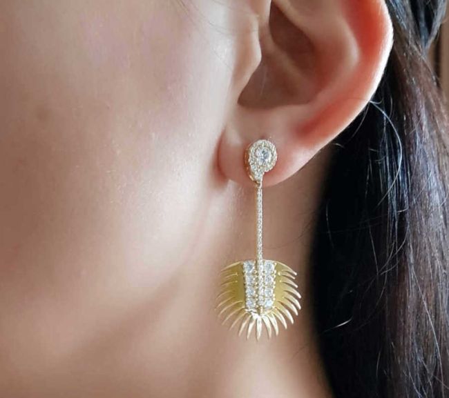 Modern Stone Palm Tree Women's Earrings - 1