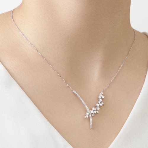 Moon Tasarım Taşlı Kadın Gümüş Kolye - 2